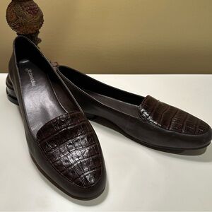 St. John's Bay Dark Brown Croc-Pattern Loafers
